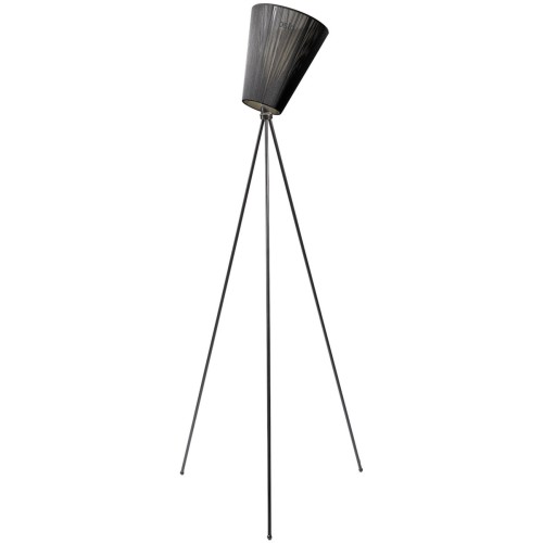 Oslo Wood floor lamp - black lampshade - black legs - Northern