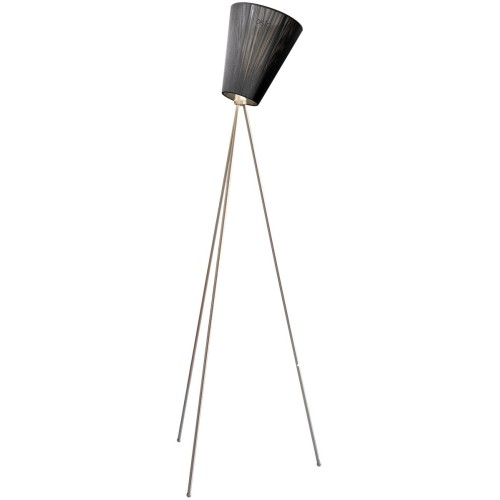 Oslo Wood floor lamp - black lampshade - steel legs - Northern