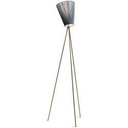 lampadaire Oslo Wood - abat-jour vert - pieds or - Northern