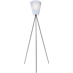 Oslo Wood floor lamp - light blue lampshade - black legs - Northern