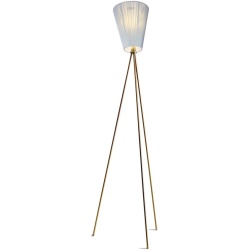 lampadaire Oslo Wood - abat-jour bleu clair - pieds or - Northern