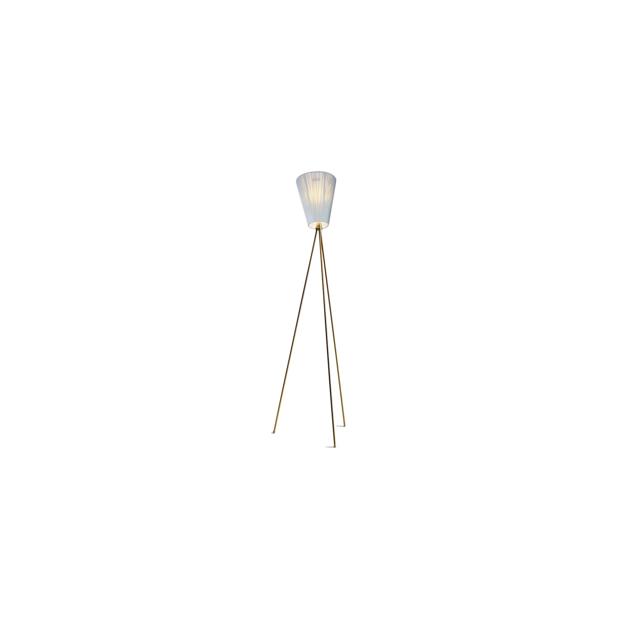 Oslo Wood floor lamp - light blue lampshade - gold legs - Northern