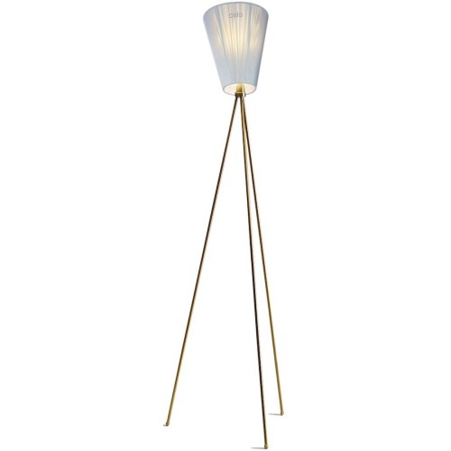 Oslo Wood floor lamp - light blue lampshade - gold legs - Northern