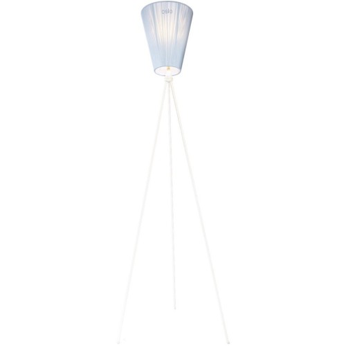 Oslo Wood floor lamp - light blue lampshade - white legs - Northern