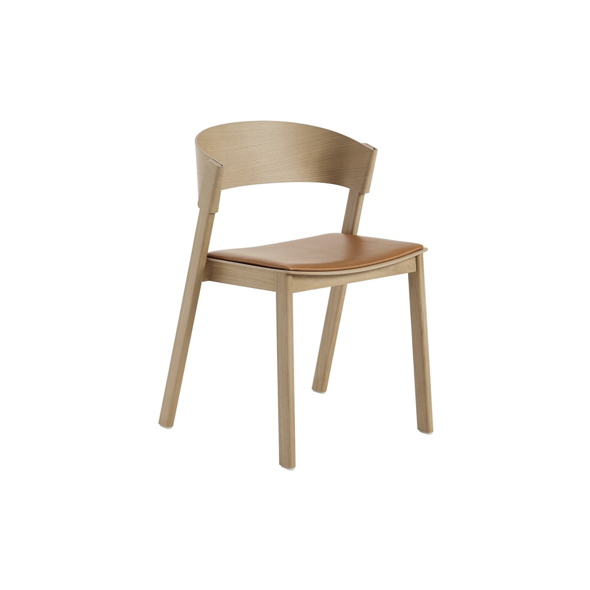 chêne + assise cuir Refine cognac – chaise Cover Side Chair - Muuto