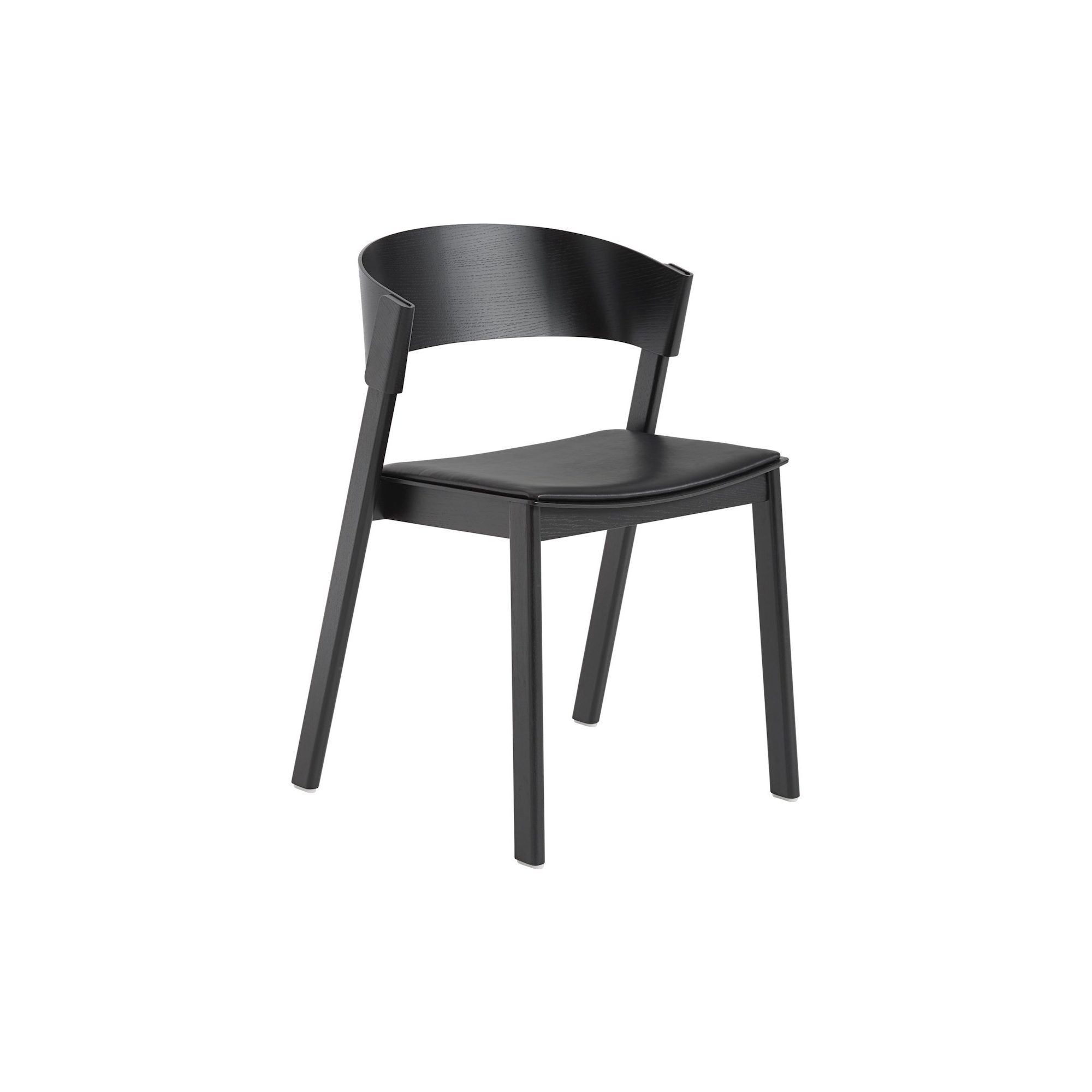 black + black Refine leather seat – Cover Side Chair - Muuto