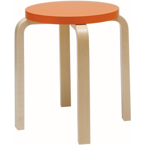 orange / birch - Stool E60 - classic edition - Artek