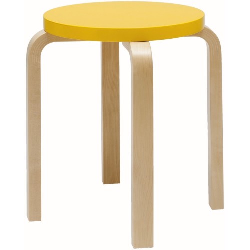 yellow / birch - Stool E60 - classic edition - Artek