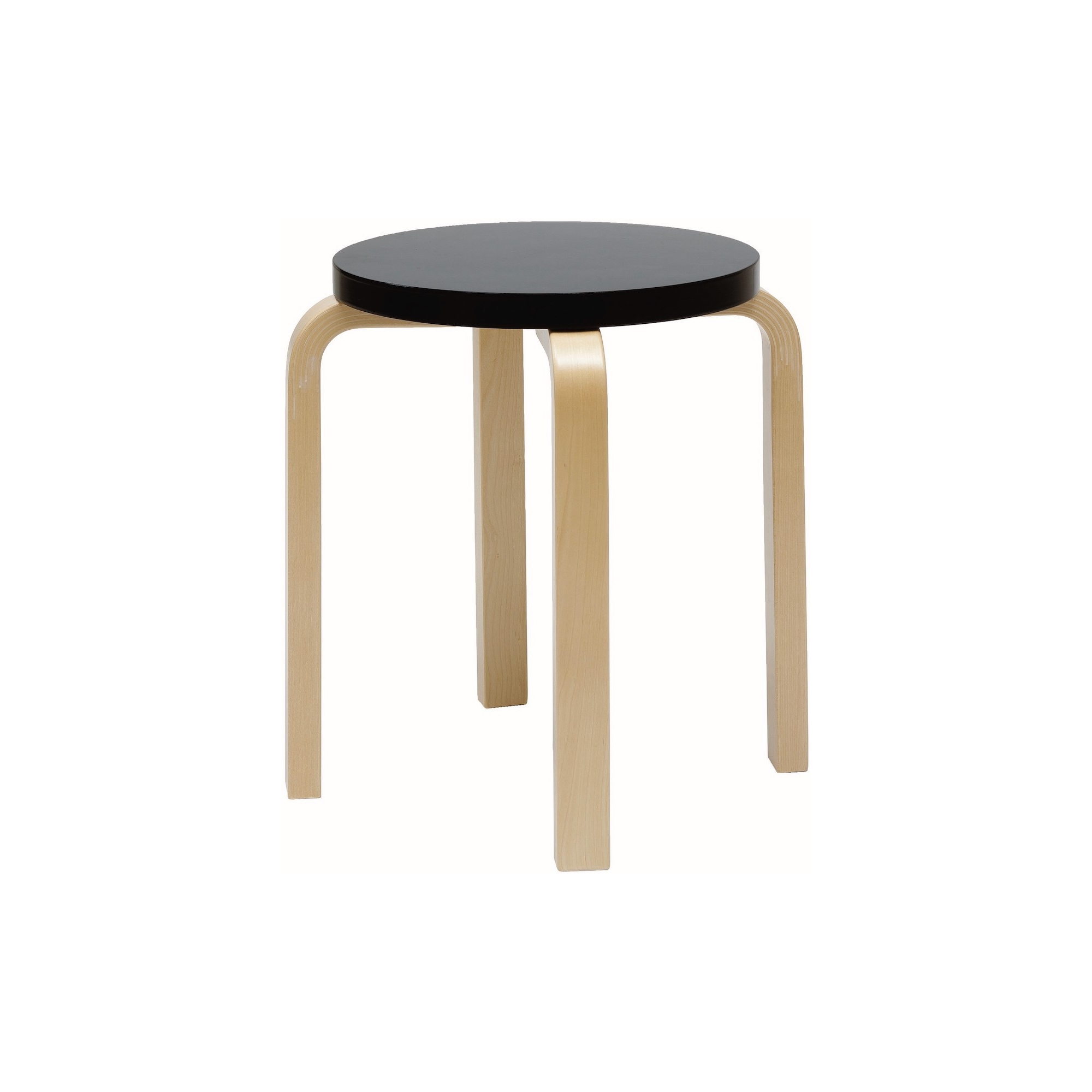 noir laqué / bouleau - Stool E60 - édition classique - Artek