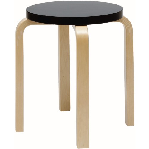 noir laqué / bouleau - Stool E60 - édition classique - Artek