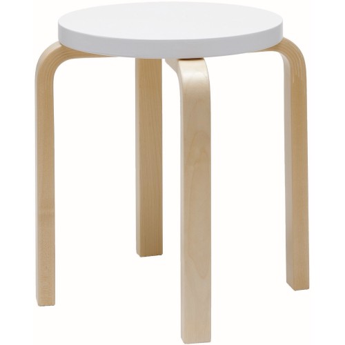 blanc laqué / bouleau - Stool E60 - édition classique - Artek