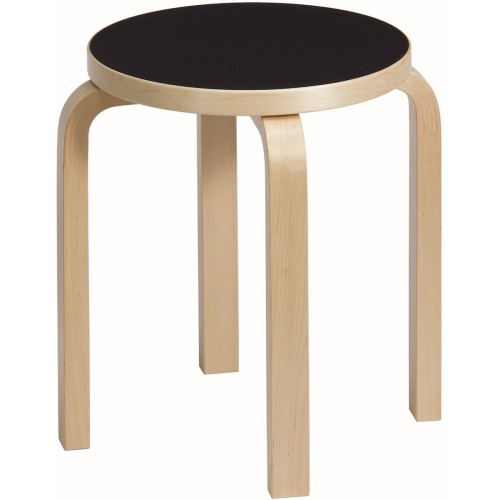 black lino / birch - Stool E60 - classic edition - Artek