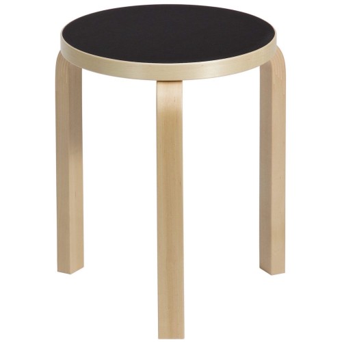 assise lino noir / bouleau - Stool 60 - édition classique - Artek