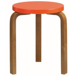 walnut + bright red - stool 60 - Artek