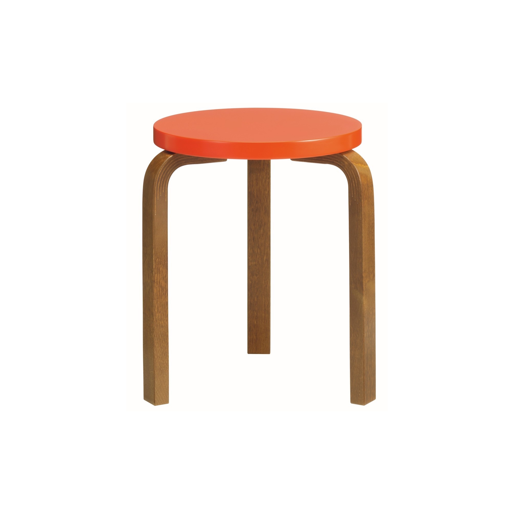 walnut + bright red - stool 60 - Artek