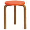 walnut + bright red - stool 60 - Artek