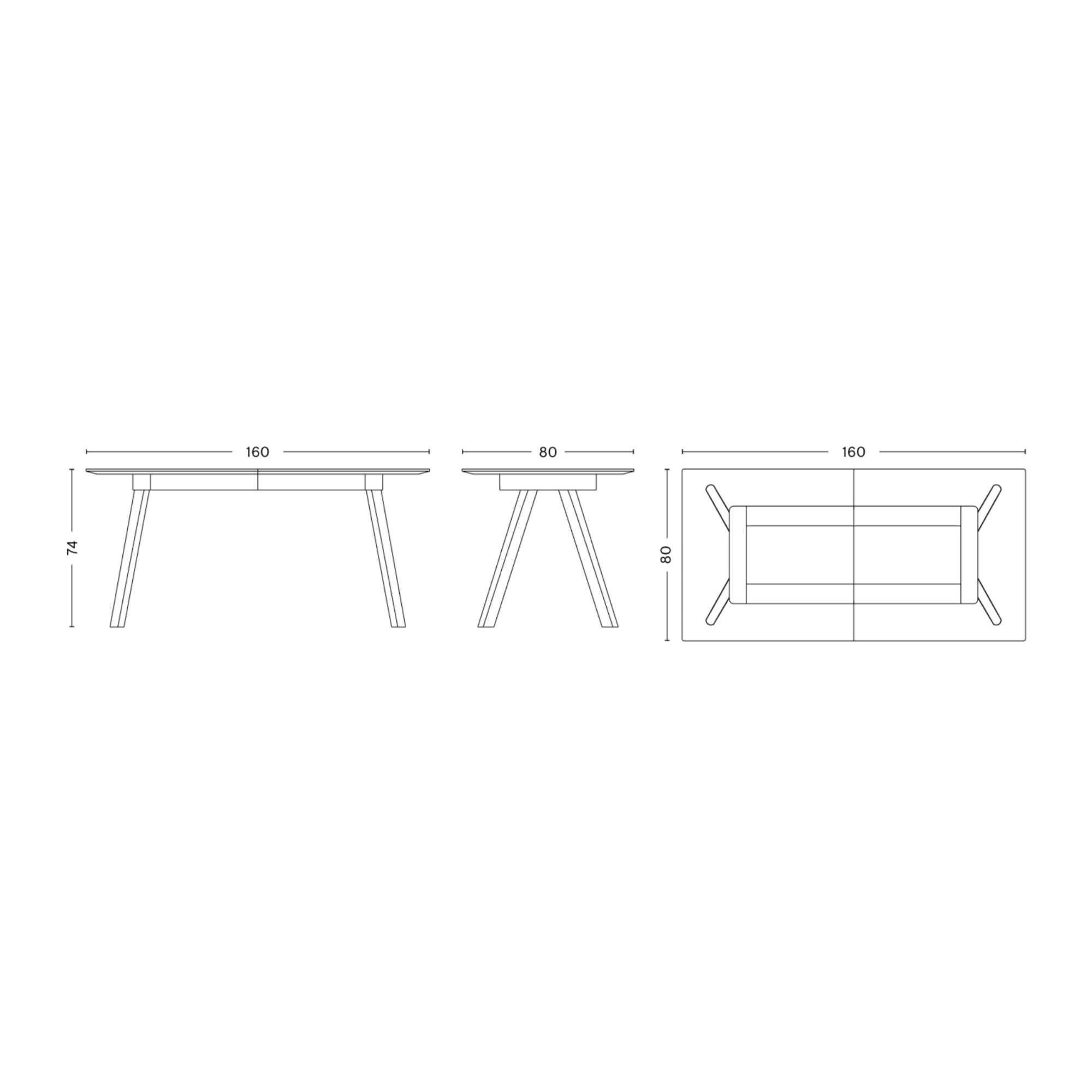 CPH30 extendable table – 160 x 80 x 74 cm - HAY