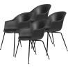 lot de 4 chaises Bat plastique - coque noire + piètement métal - Gubi