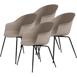 pack of 4 Bat plastic chairs - new beige shell - metal legs - Gubi