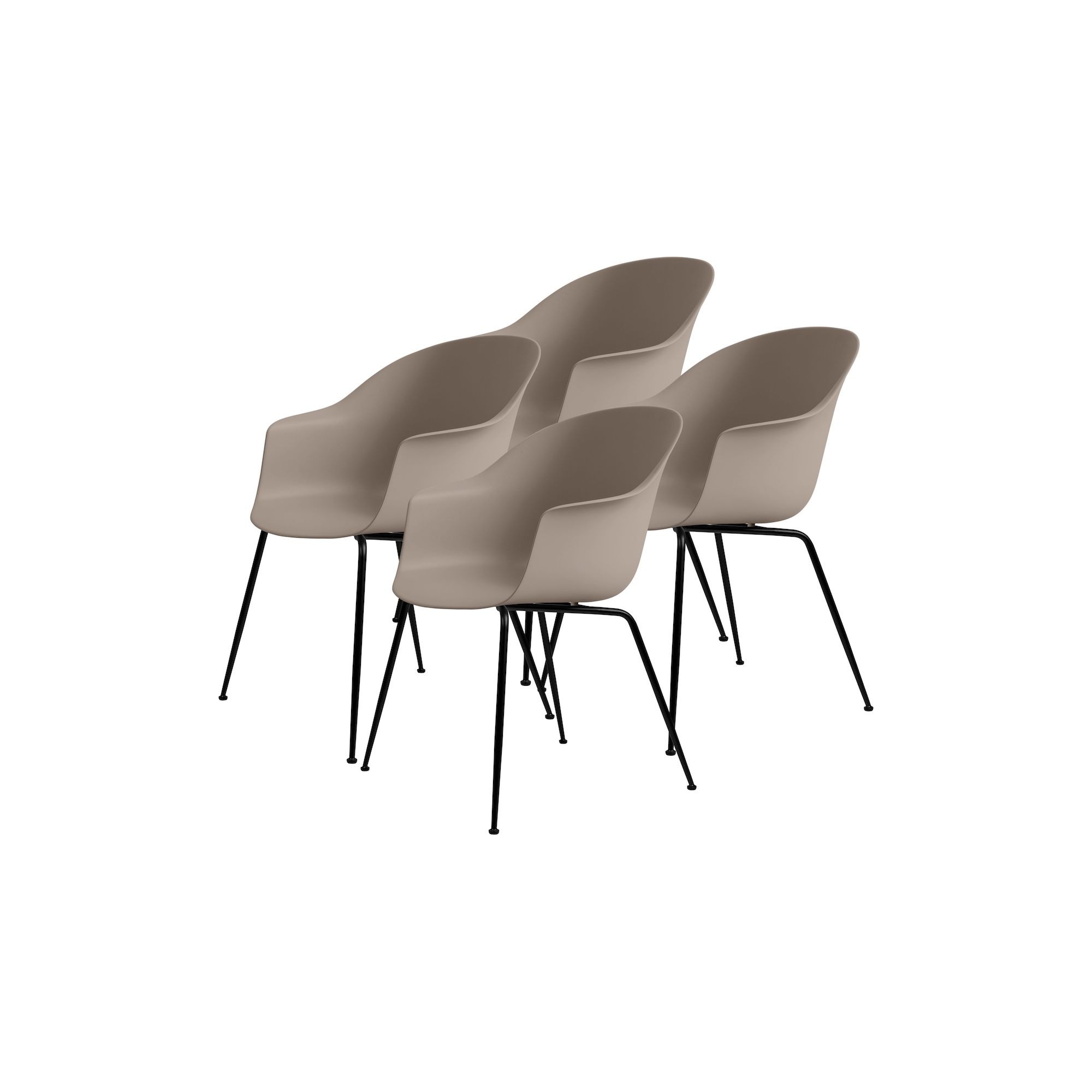 pack of 4 Bat plastic chairs - new beige shell - metal legs - Gubi