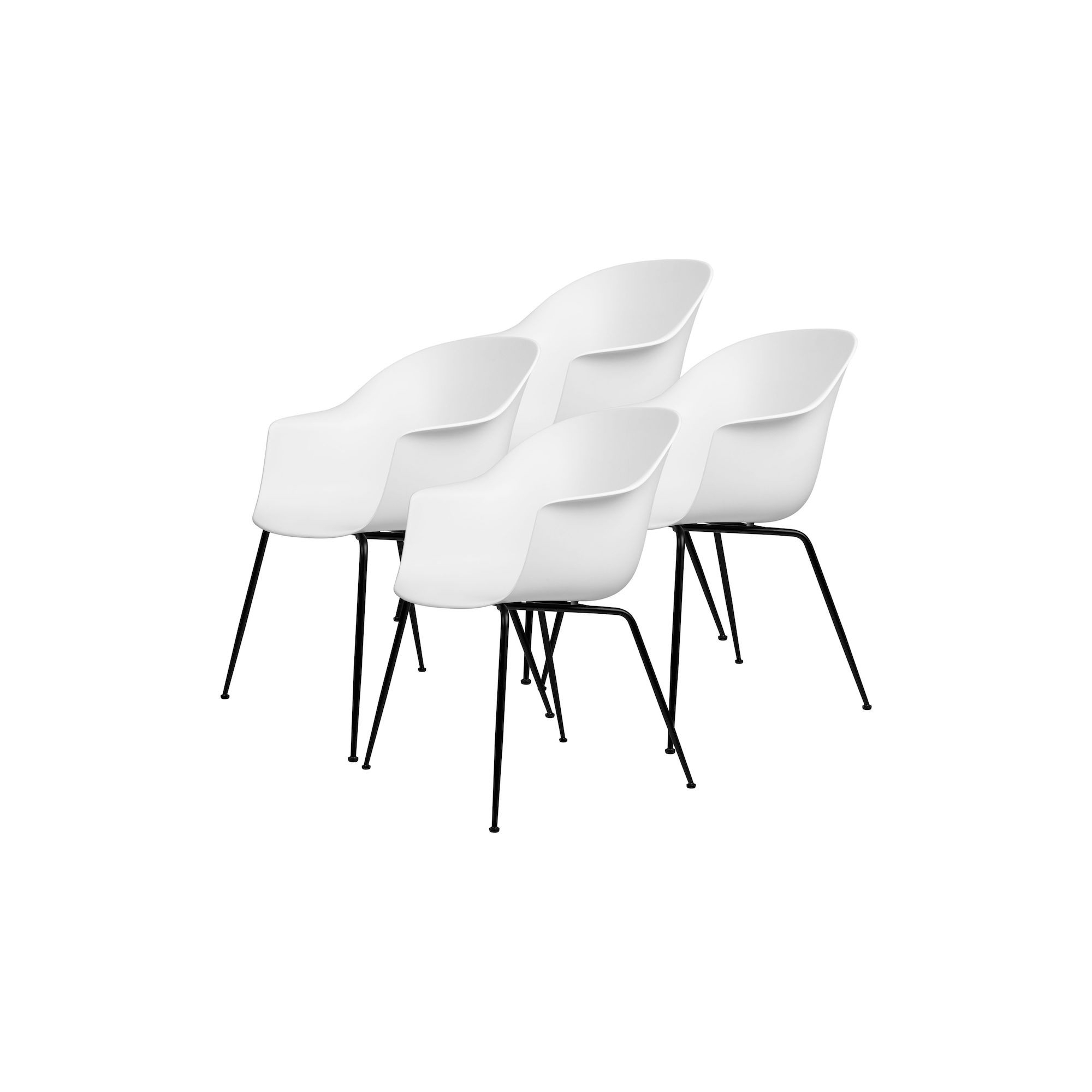 pack of 4 Bat plastic chairs - white shell - metal legs - Gubi