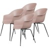 lot de 4 chaises Bat plastique - coque rose doux + piètement métal - Gubi