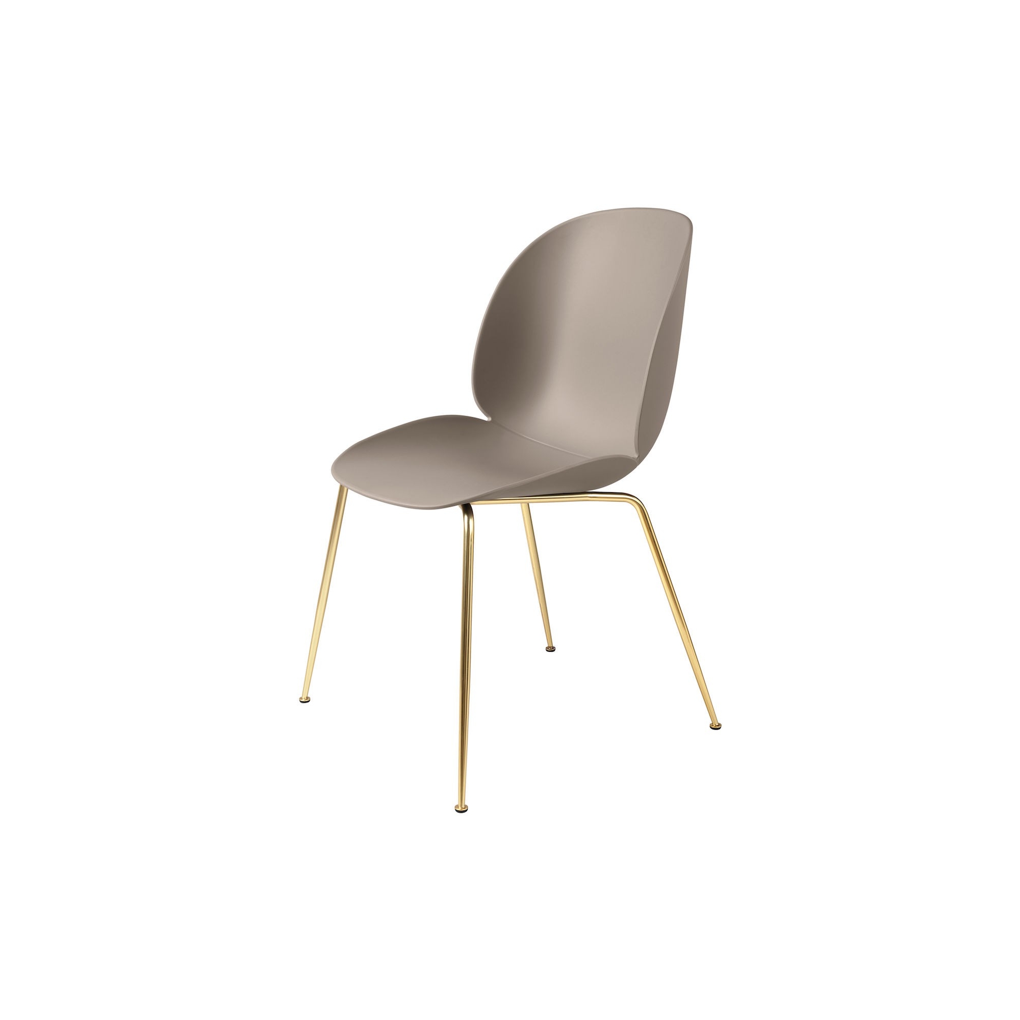 new beige shell - semi-matt brass base - Beetle chair plastic - Gubi