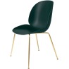 dark green shell - semi-mat brass base - Beetle chair plastic - Gubi