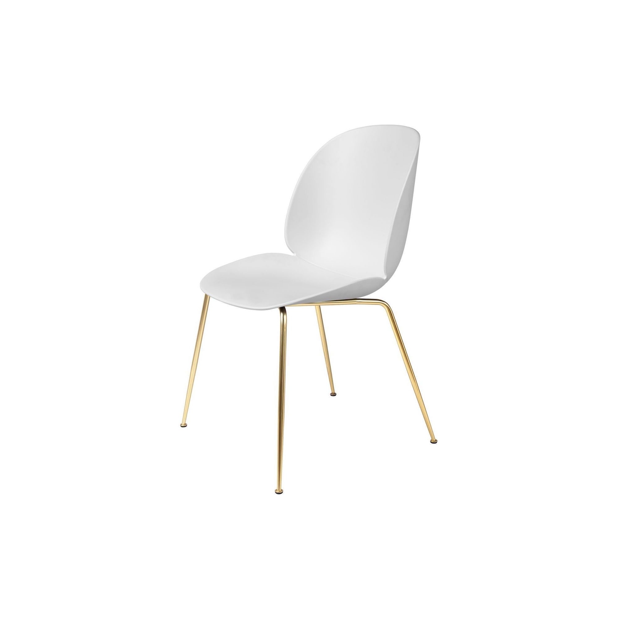 soft white shell - brass base - Beetle chair plastic - Gubi