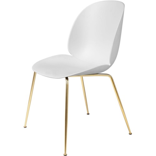 soft white shell - brass base - Beetle chair plastic - Gubi