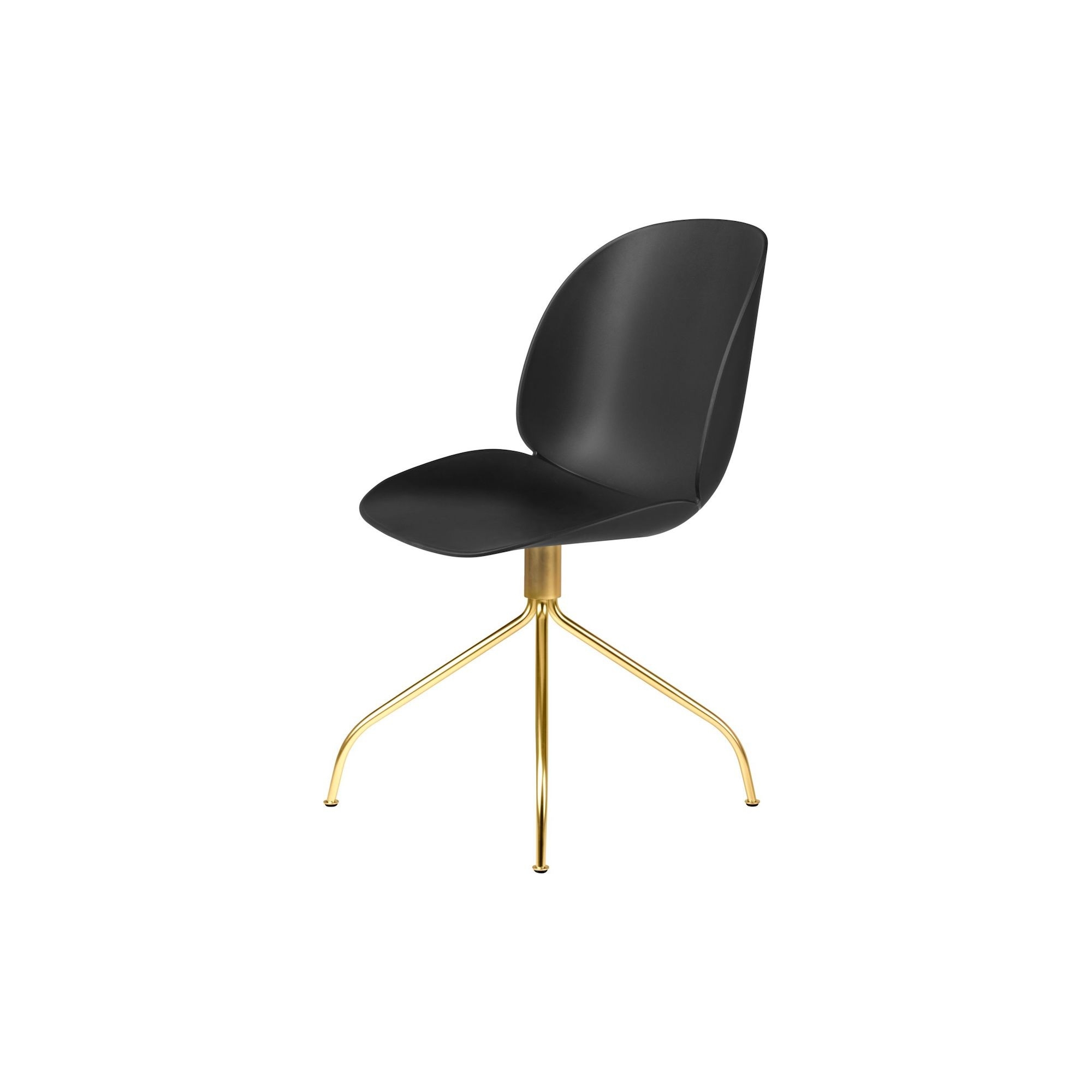 Beetle meeting chair - swivel base - black shell + brass legs - Gubi