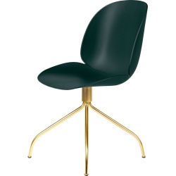 Beetle meeting chair - swivel base - dark green shell + brass legs - Gubi