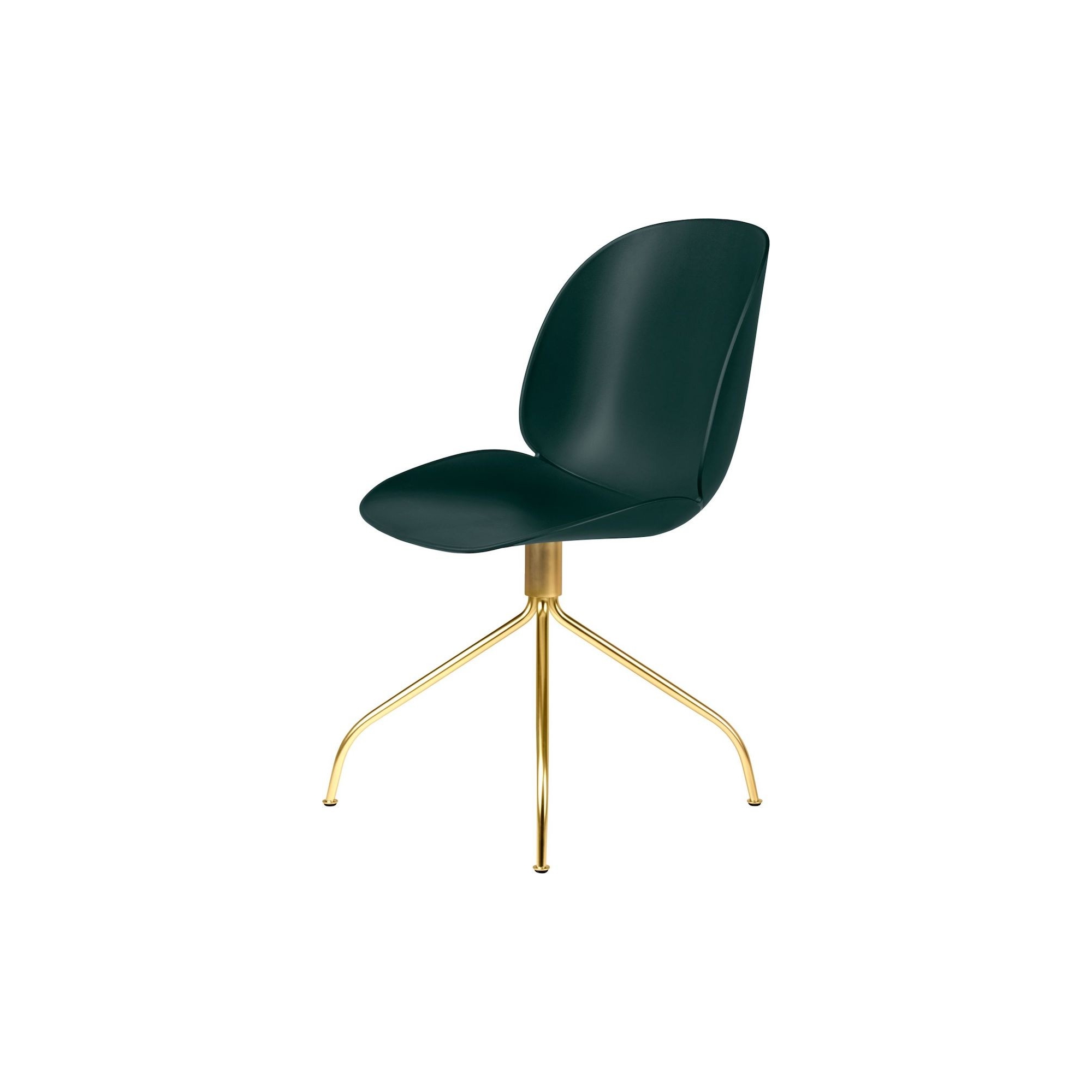 Beetle meeting chair - swivel base - dark green shell + brass legs - Gubi