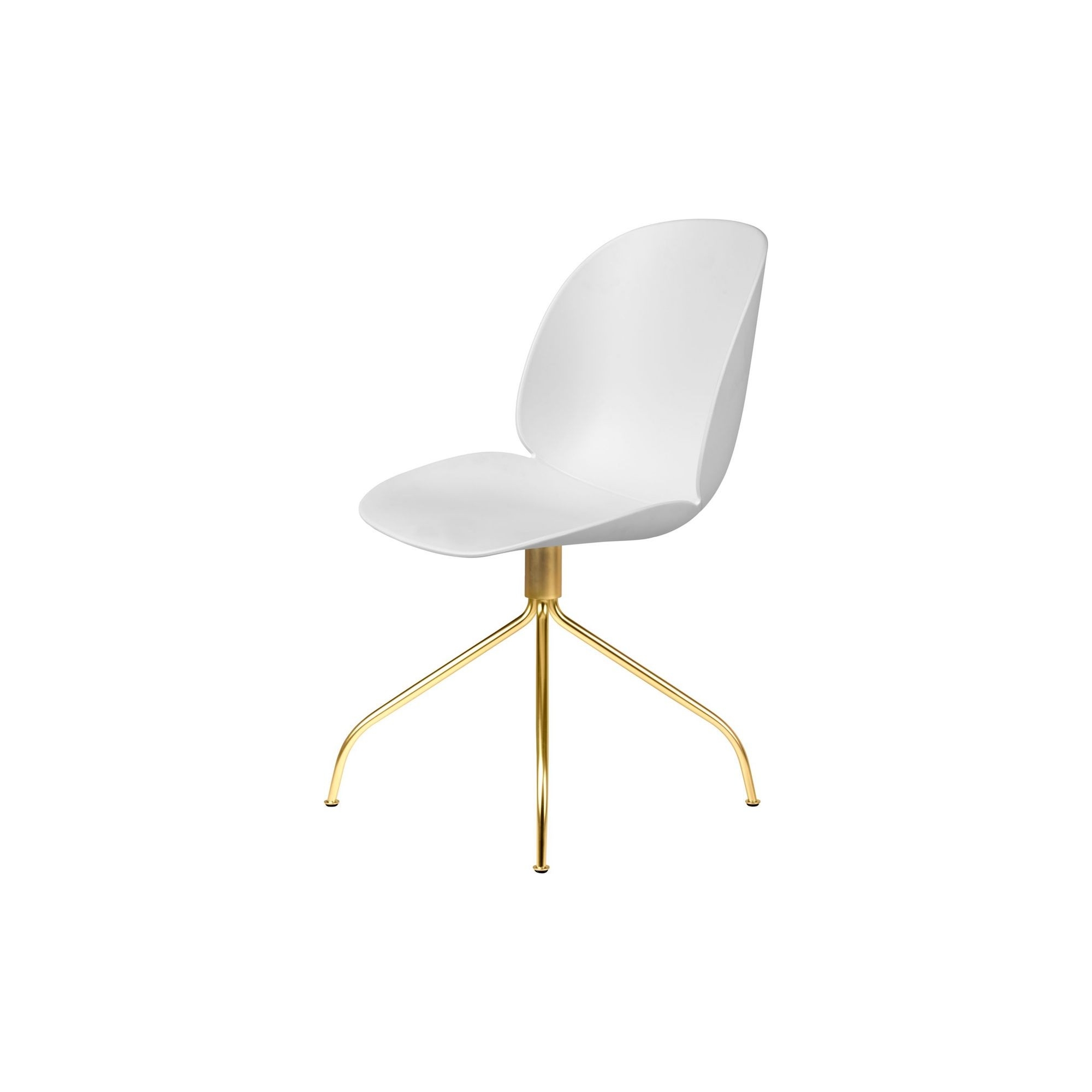 Beetle meeting chair - swivel base - white shell + brass legs - Gubi