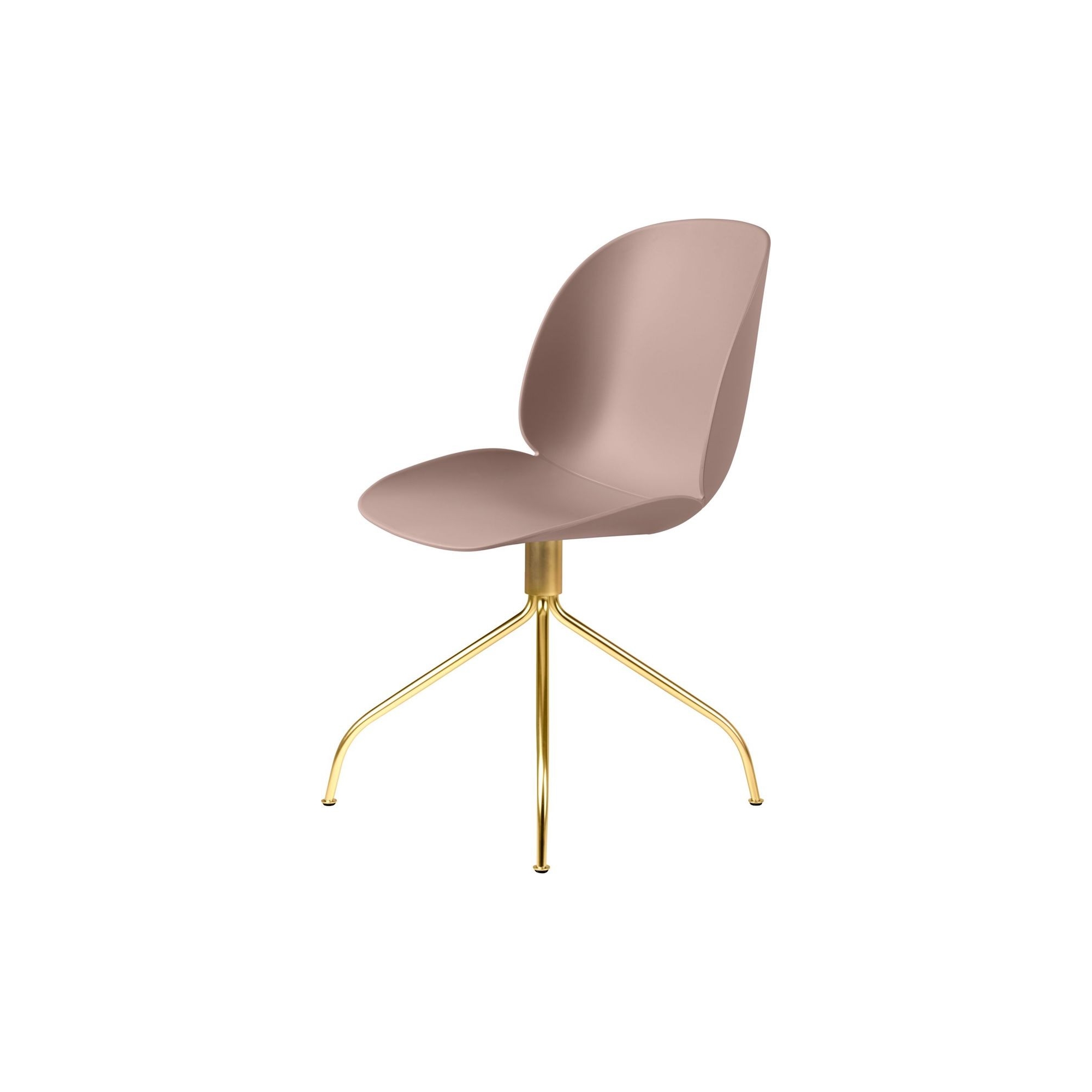 Beetle meeting chair - swivel base - sweet pink shell + brass legs - Gubi