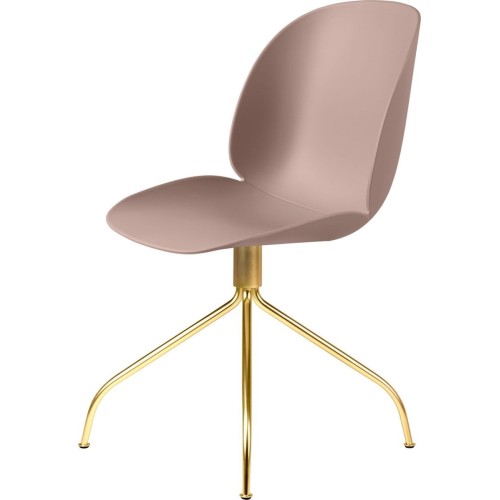 Beetle meeting chair - swivel base - sweet pink shell + brass legs - Gubi