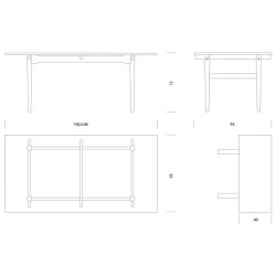 CH327 Table, 190 x 95 cm - Carl Hansen & Søn