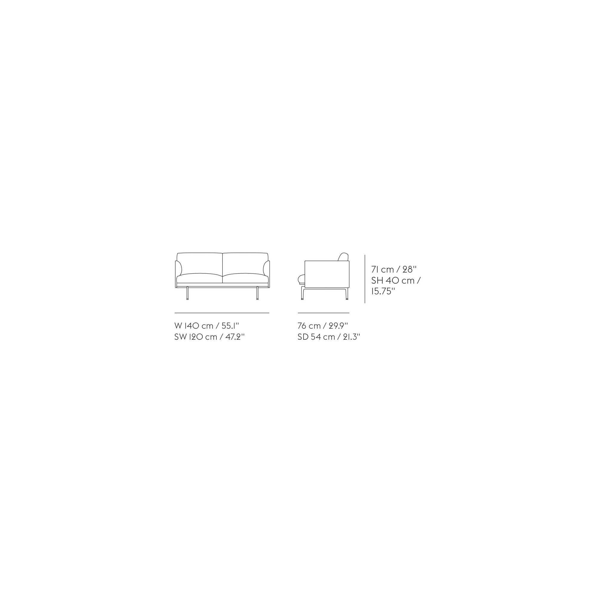 Outline Studio - Sofa 140 cm - Muuto