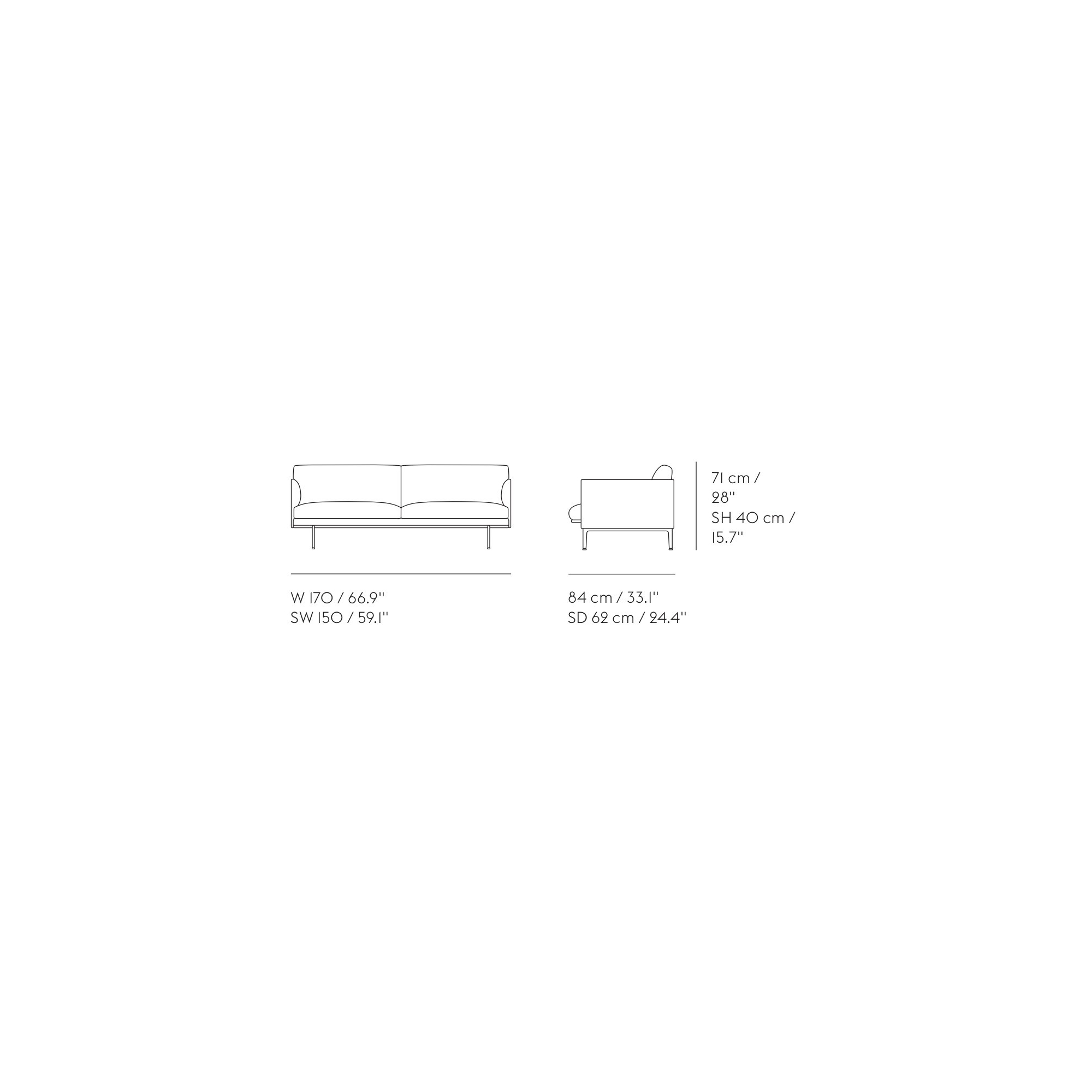 Outline 2 places L170 cm - Muuto