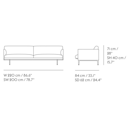 Outline 3 places L220 cm - Muuto