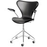 fully upholstered, black Essential leather + black ash - 3217 - Fritz Hansen