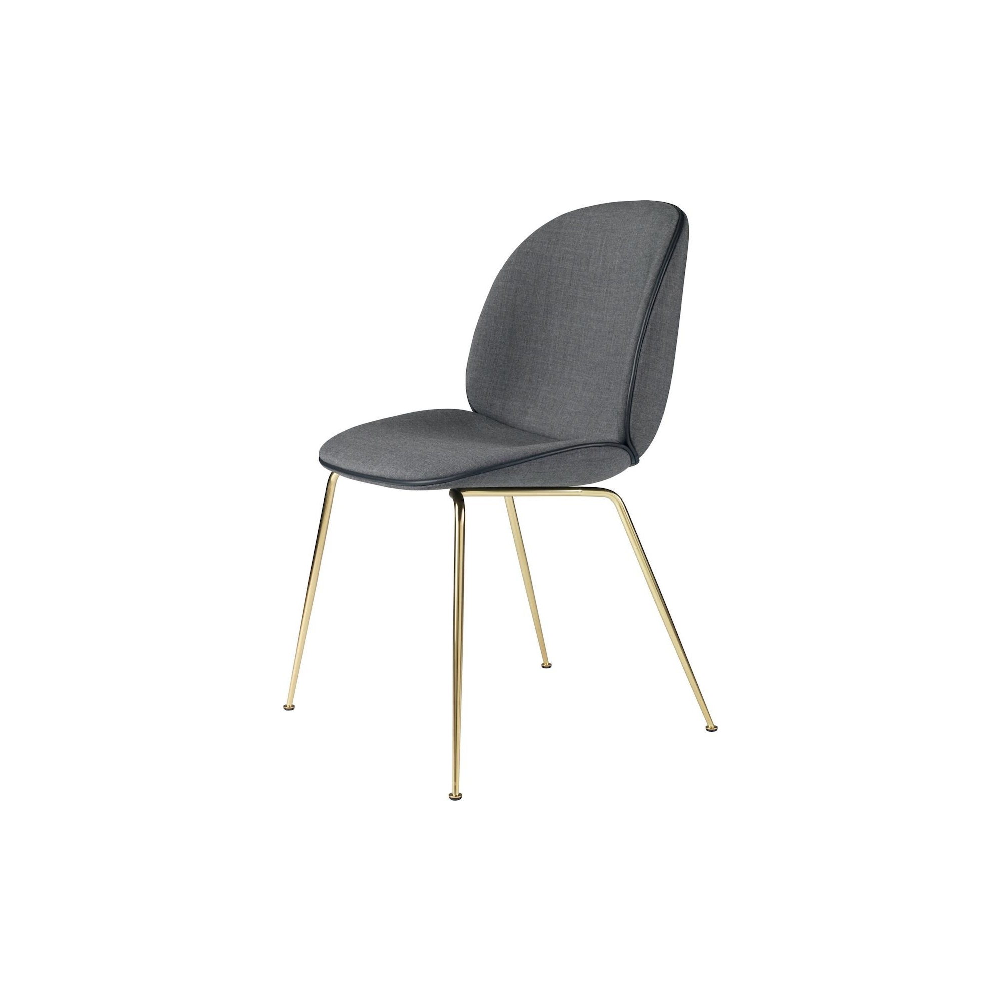 Kvadrat Remix (152)  + piping black leather - semi matt brass legs – Beetle chair - Gubi