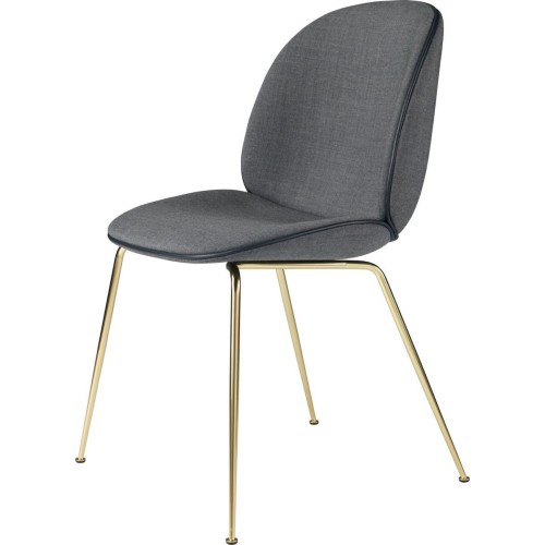 Kvadrat Remix (152)  + piping black leather - semi matt brass legs – Beetle chair - Gubi