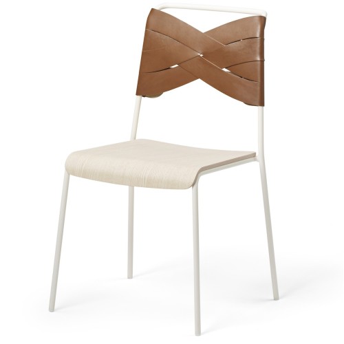 ÉPUISÉ blanc / frêne / cognac - chaise Torso - Design House Stockholm