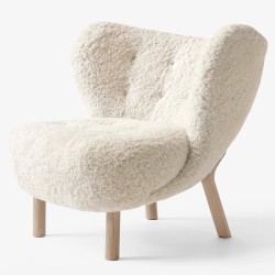 Little Petra lounge chair VB1 - Moonlight sheepskin + white oiled oak - &Tradition