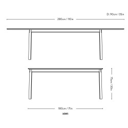 Patch Table HW1 – length 180/280 cm* - &Tradition