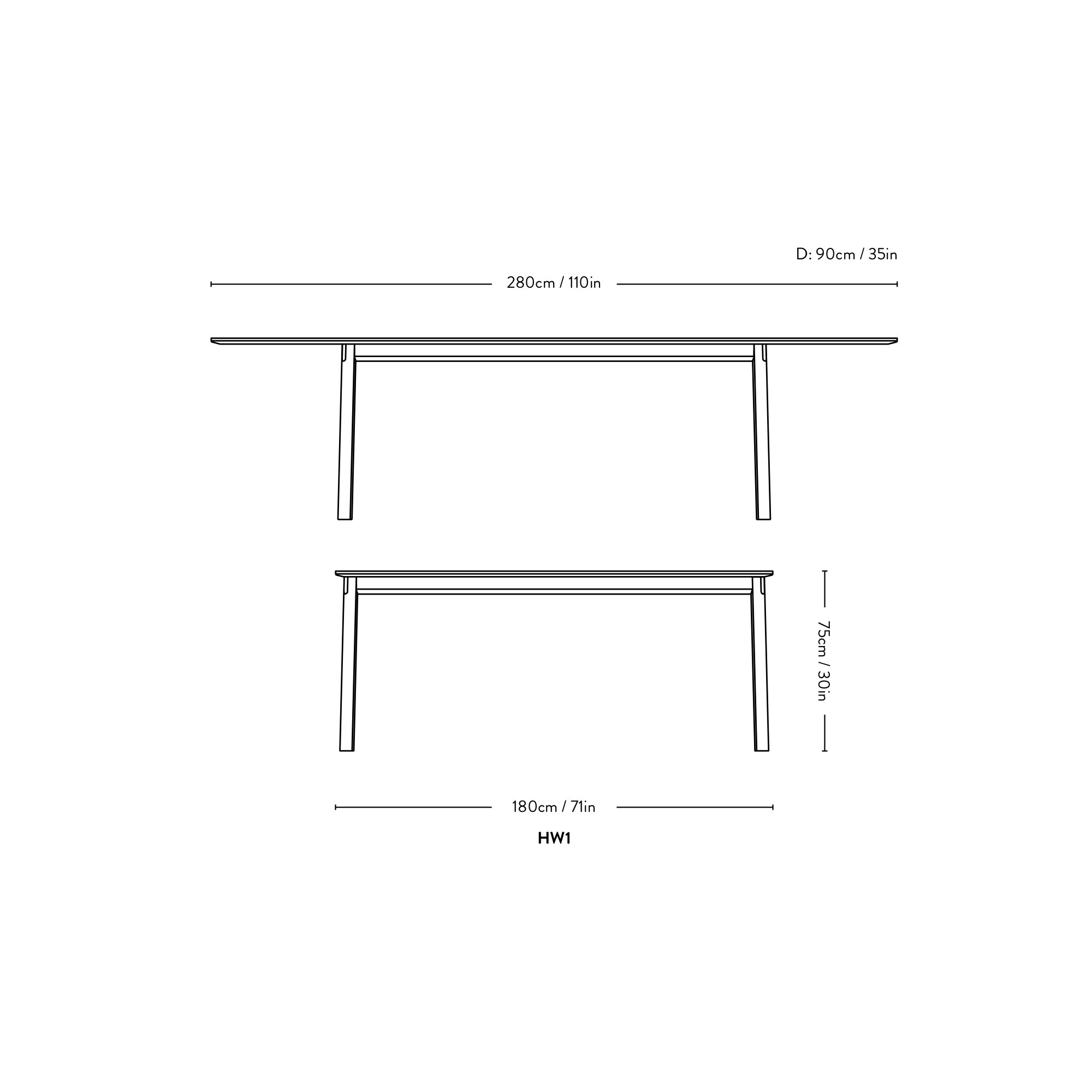 Patch Table HW1 – length 180/280 cm* - &Tradition