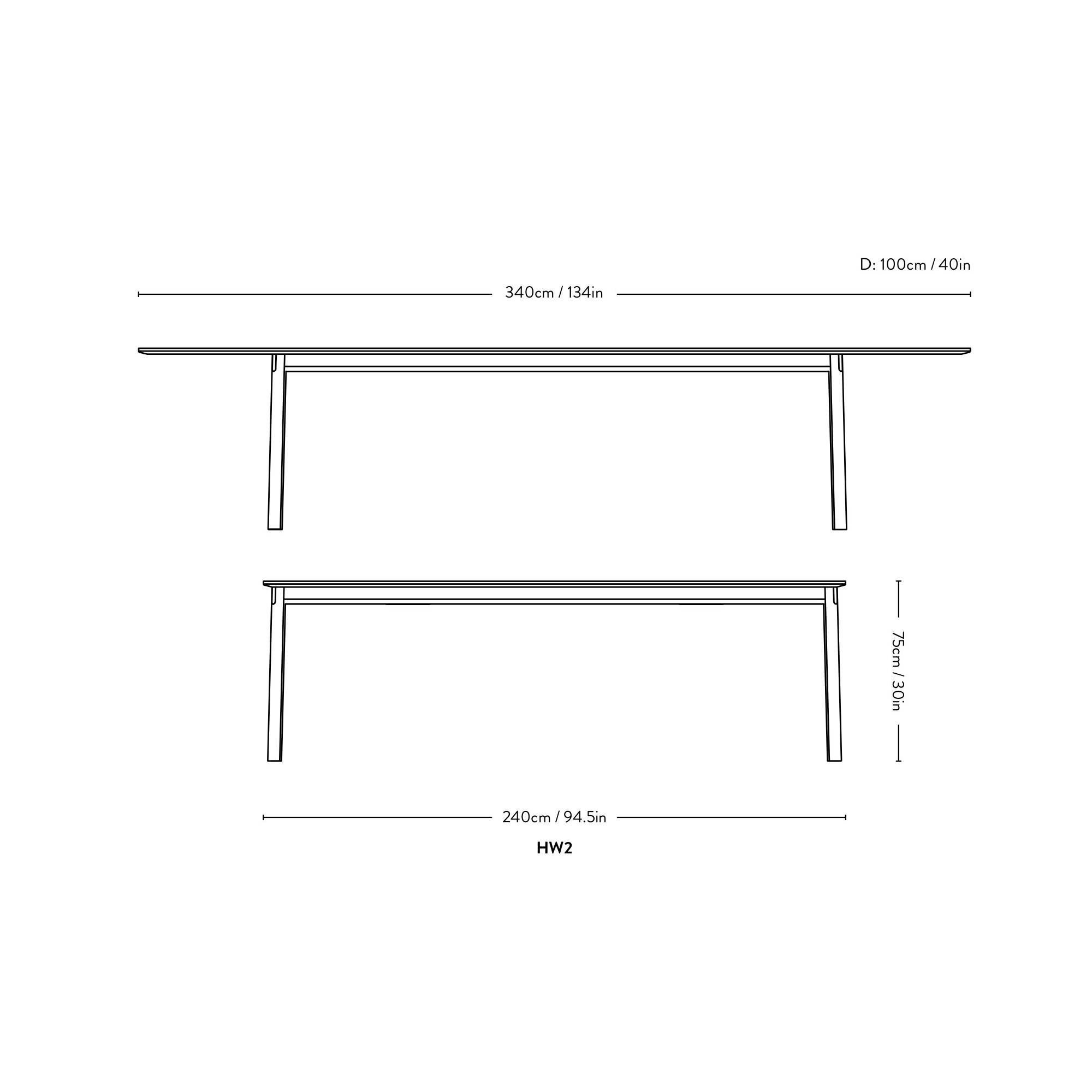 Patch Table HW2 – length 240/340  cm - &Tradition