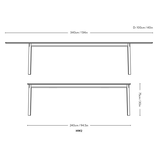 Table Patch HW2 – longueur 240/340 cm - &Tradition