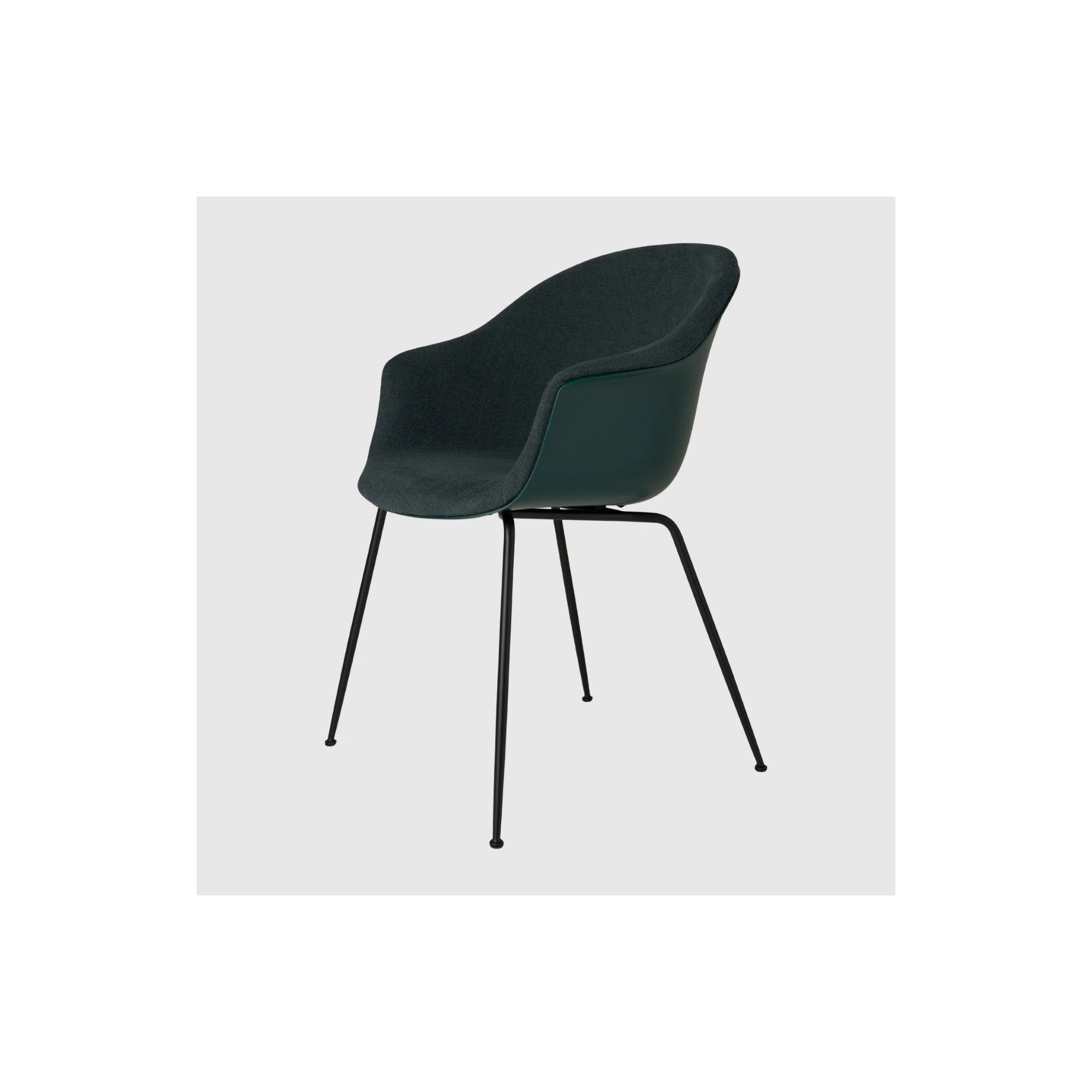 Bat Chair – Light Bouclé 028 + Cool Coastal + matt black / dark green - Gubi